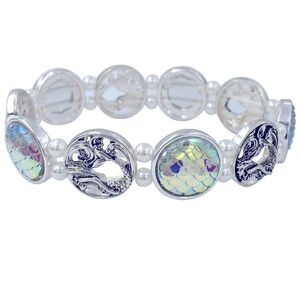 Multicolor AB Iridescent Mermaid Theme Stretch Bracelet